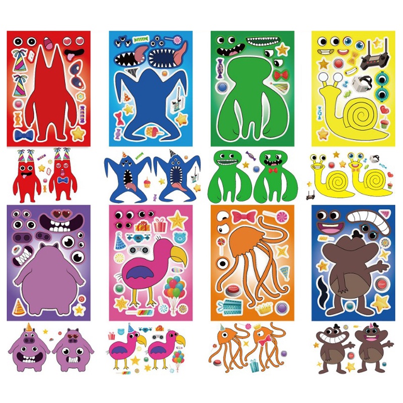 Cartoon Animation Smiling Critters Theme Puzzle Stickers for Children's ...