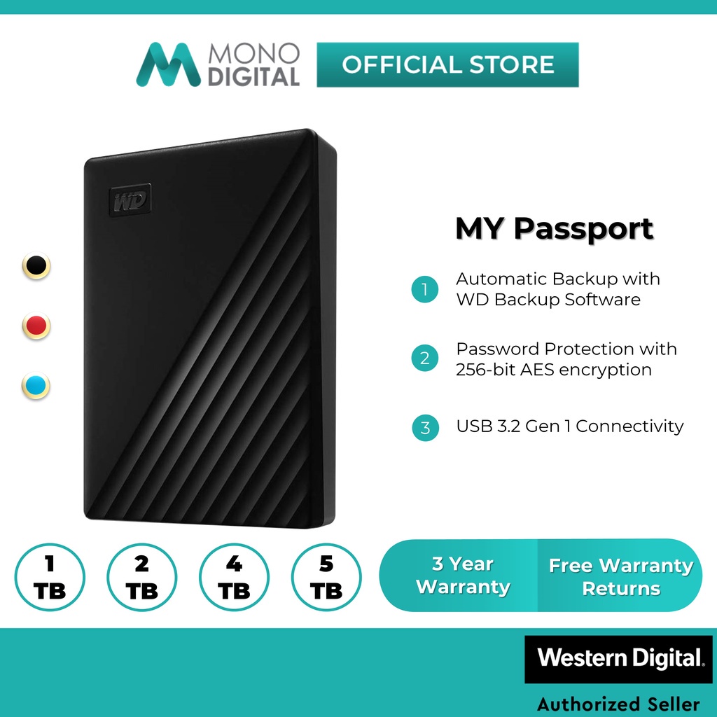 Western Digital WD My Passport USB3.2 Gen 1 Hard Drive External ...