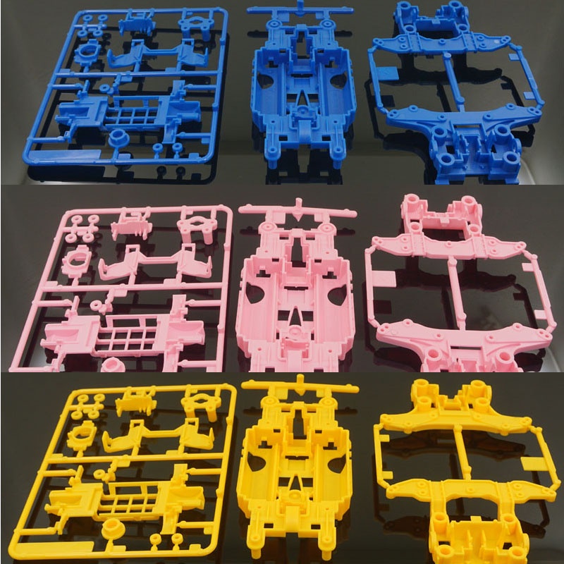 Project D mini 4wd racing car MS chassis blue pink yellow black color ...