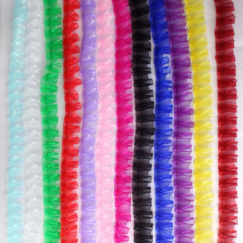 1 yard Ruffles Lace Trims Pleated Tulle Mesh Fabric Ribbon Sewing Dress ...