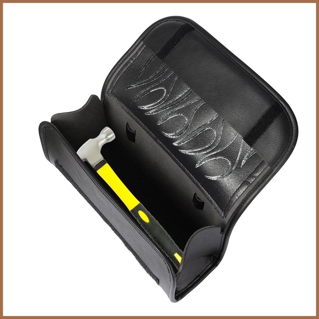 Motorcycle Fork Bag 5.6L | PU Leather Tool Roll Bag With Skull Badge For Handlebar Or Sissy Bar