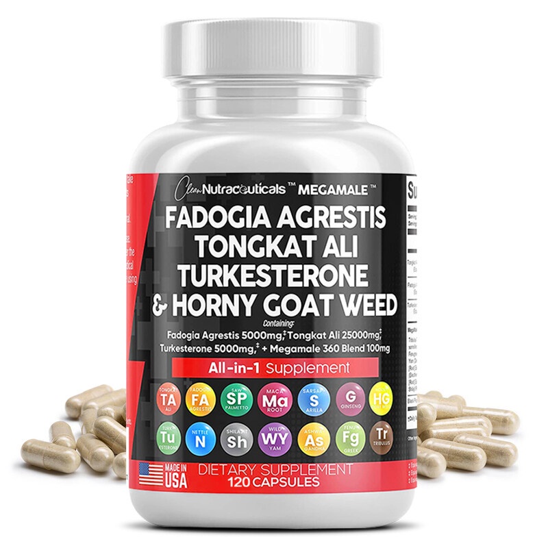 Fadogia Agrestis Tongkat Ali Turkesterone Supplement with Horny Goat Weed, Saw Palmetto, Maca