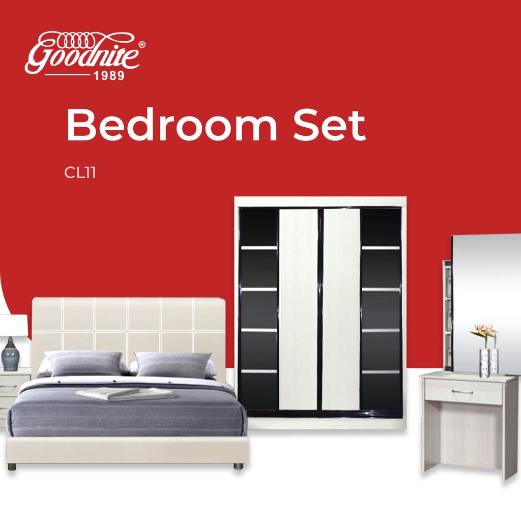 [BEDROOM SET] CL11 Queen / King Bedroom Set with Wardrobe + Dresser (1