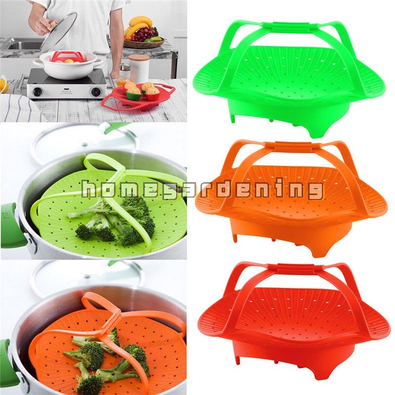 Steamer Basket Silicone Steam Pot Rack Steaming Cooking Pressure Cooker ...