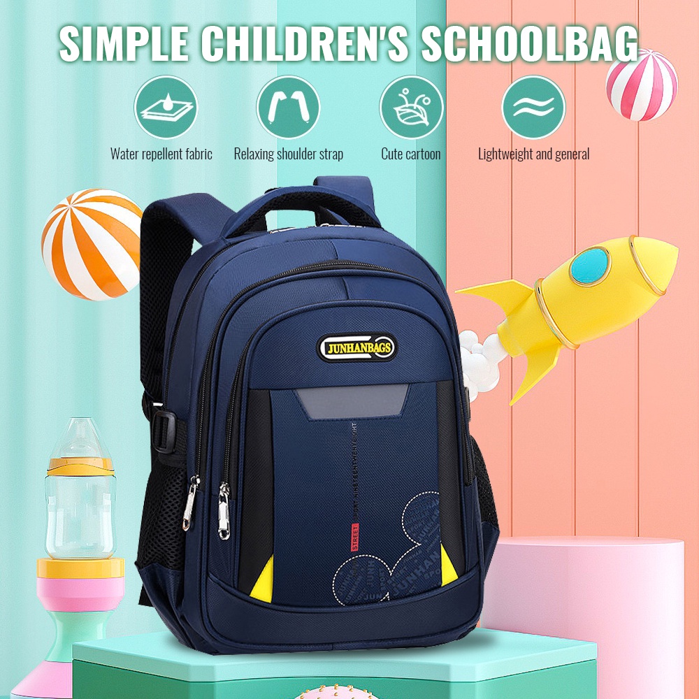 Kids Lightweight School Backpack - Waterproof Polyester Bookbag With Reflective Strips For Elementary & Middle School