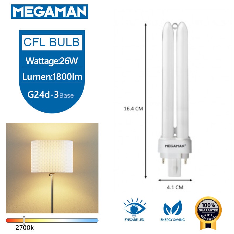 Megaman 3u Spiral Light Bulb 20w 2700k Warm White E27 Light Bulb Energy Saving Lamp Downlight