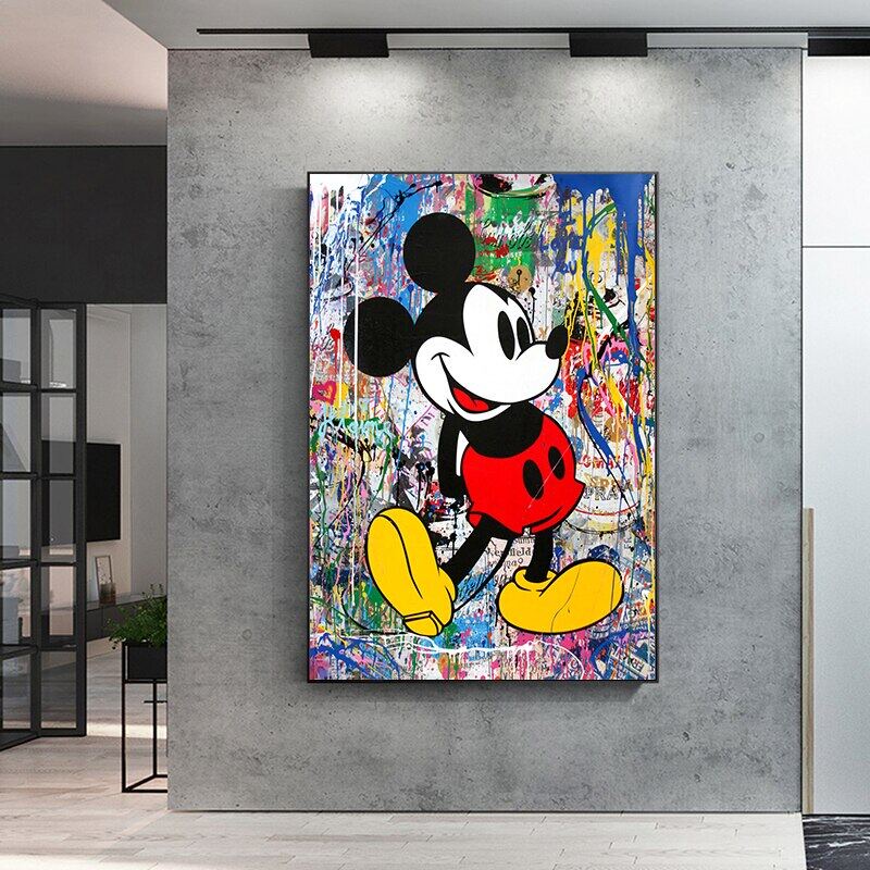 Graffiti Mickey Mouse Disney Canvas Painting Posters Modern Pop Art ...