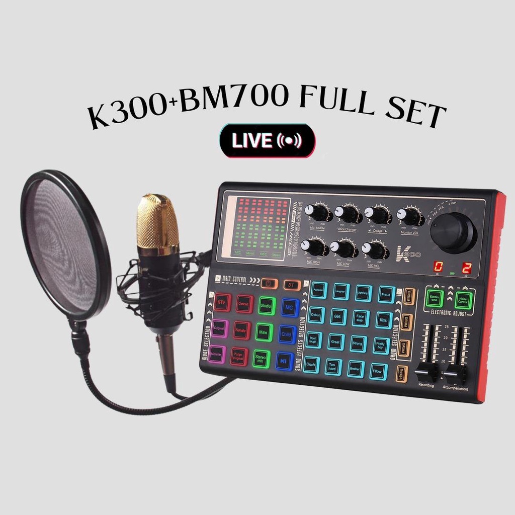 K300 Live Mixer Sound Card with Multiple Sound Effects Live Mixer Board