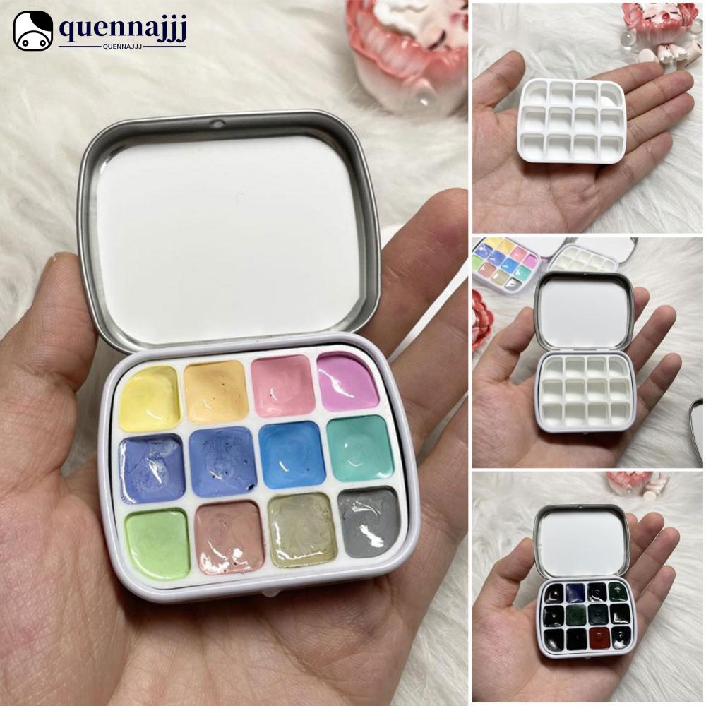 QUENNA Empty 12grid Mini Watercolor Box Portable Watercolor Palette Travel Painting Sketch