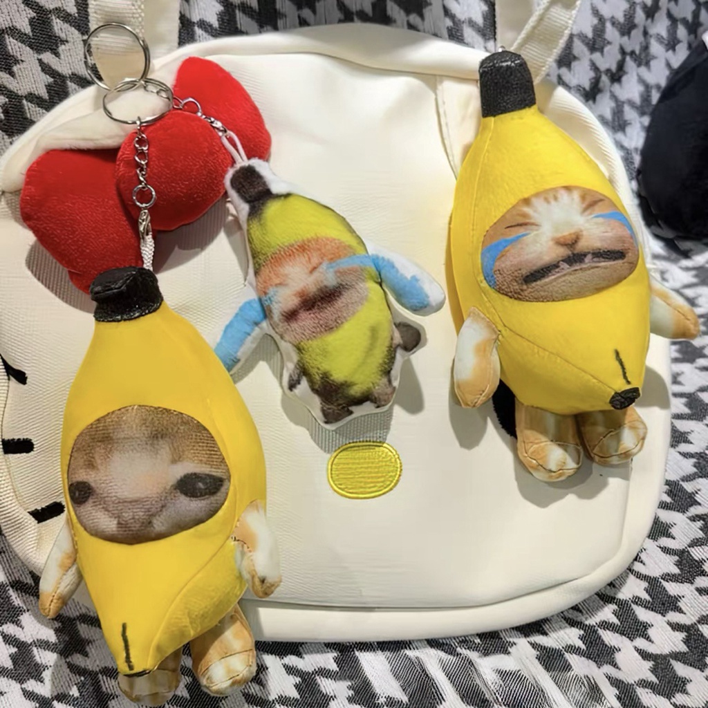 10cm Banana Cat Plush Toy Banana Cat Crying Meme Banana Cat Keychain Cat In Banana Doll Happy