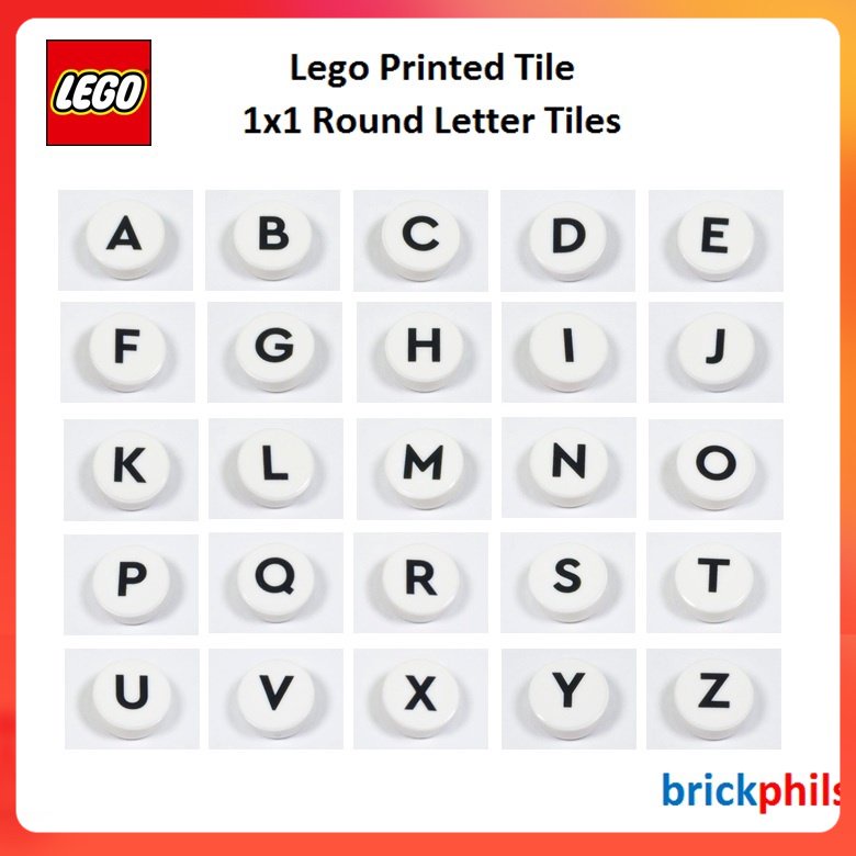 Lego Printed Tile 1x1 Round Letter Tiles (sold per letter) | Shopee ...