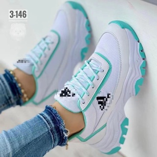 2023 Kasut Perempuan Tenis Shoes Fashion Lace Up Sports Shoes Women's Shoes  Casual Slope Heel Casual running shoes