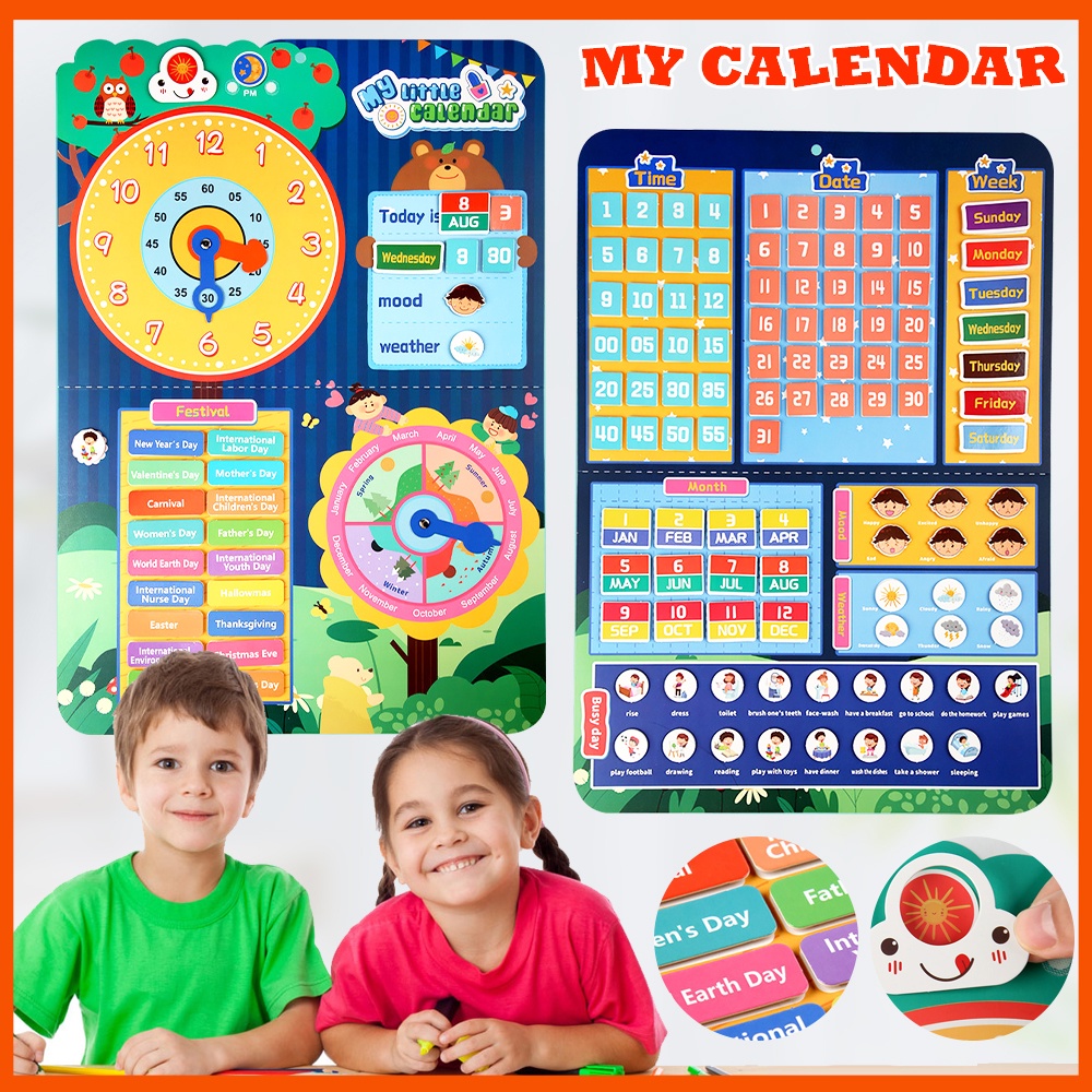 DIY My Daily Calendar Day Month Season Time Plan Chart Early Education ...