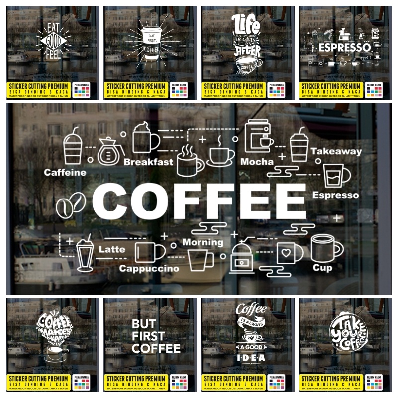 Sticker Glass Wall Sticker Cafe Resto Cafe Coffee Resto Food