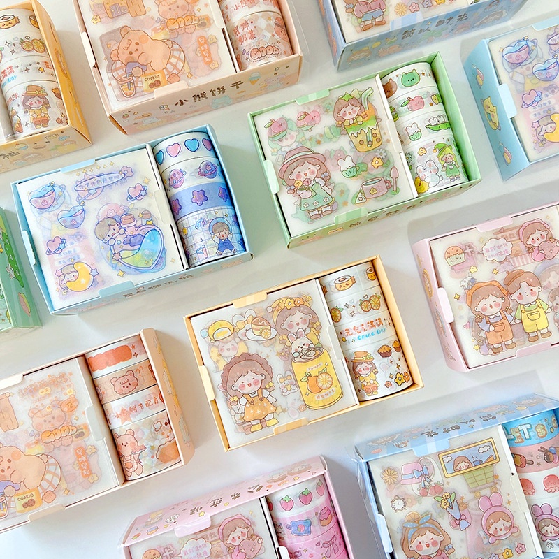 Cartoon Handbook Sticker Tape Set Gift Box Stationery Cute Children's ...