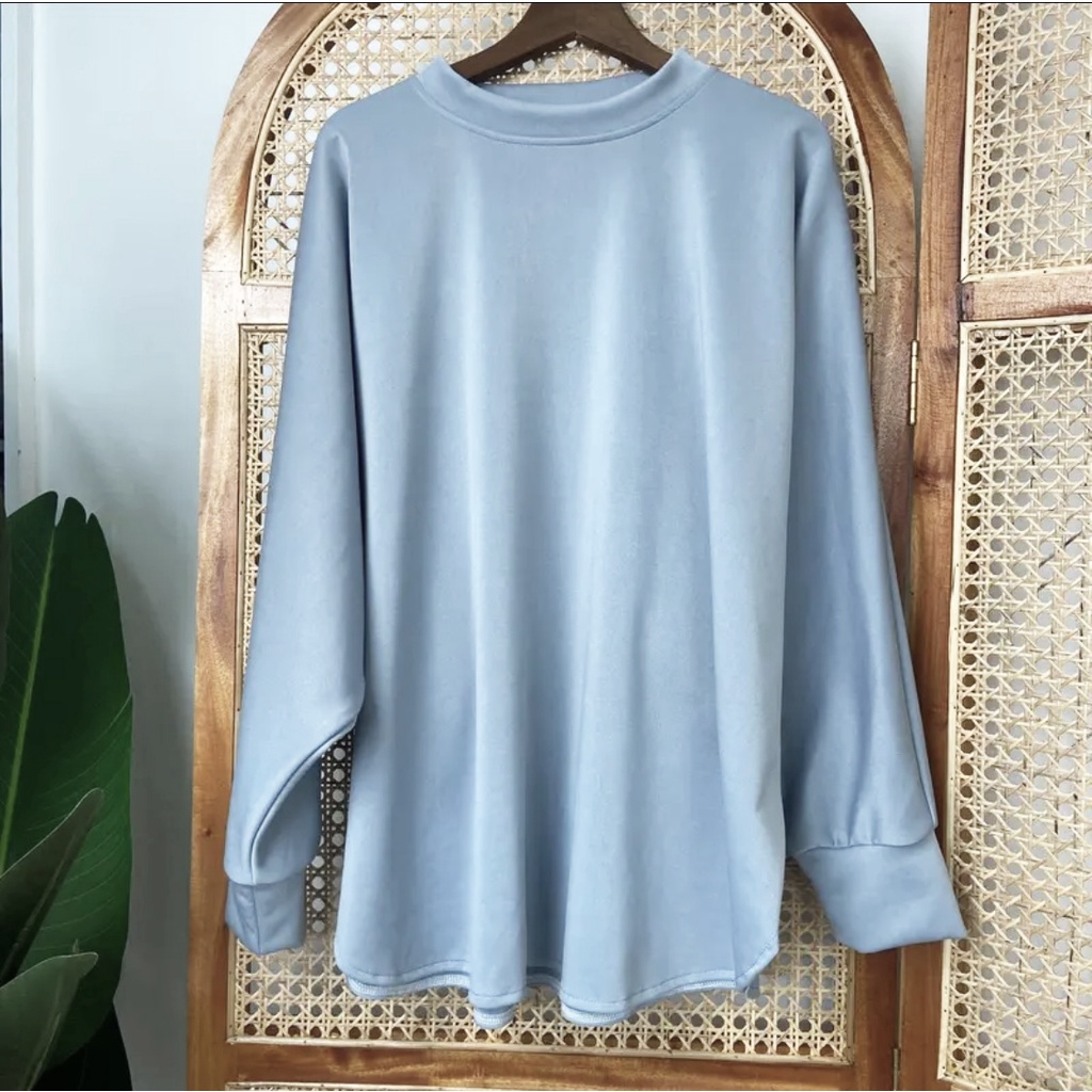 ZANZEN Gia Batwig Sweatshirts Women Korean Style Solid Color Long ...