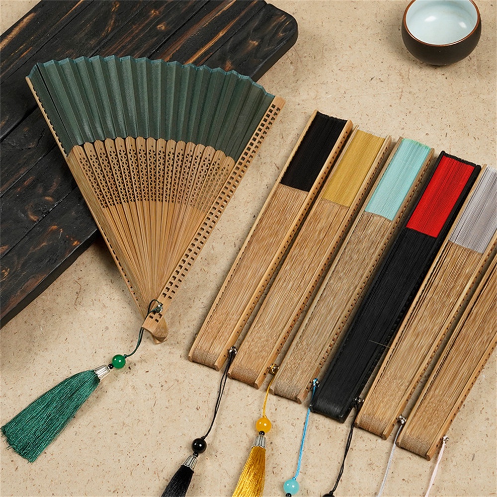 Single Sided Vintage Carved Bamboo Folding Fan Wedding Hand Fragrant ...