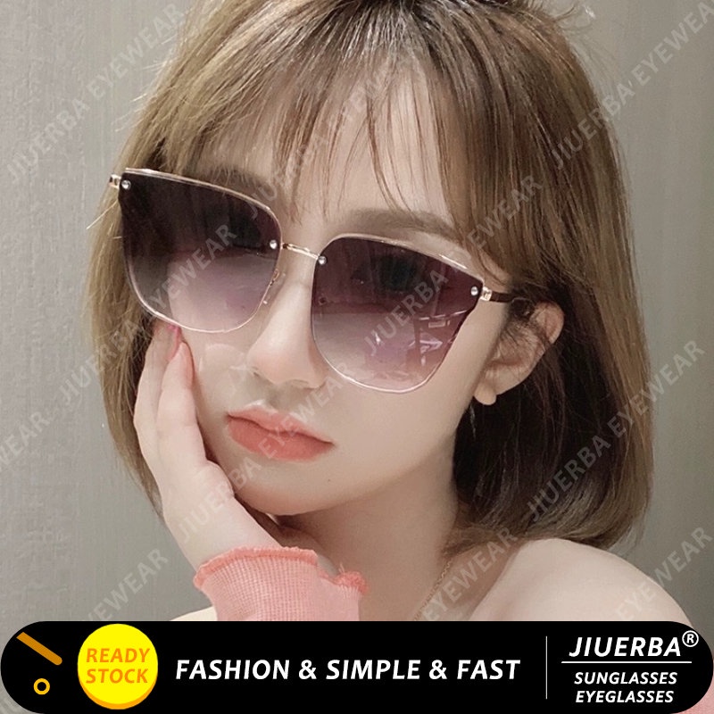 Jiuerba Korean Fashion Gradient Color Rimless Sunglasses New Fashion