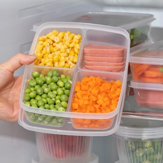 1pc Transparent Four Grid Refrigerator Large Capacity Storage Box Frozen  Meat Compartment Food Sub-packed Kitchen Tools