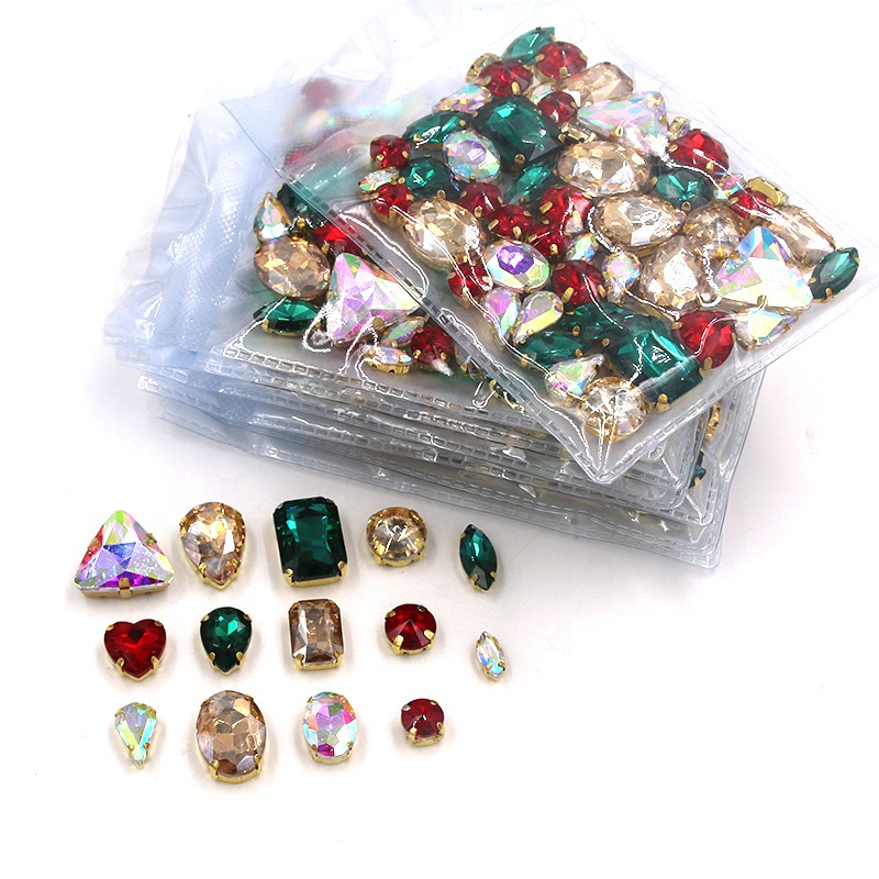Multi Shapes Crystal Diamond Strass Rhinestone With Gold Claw Sew On ...