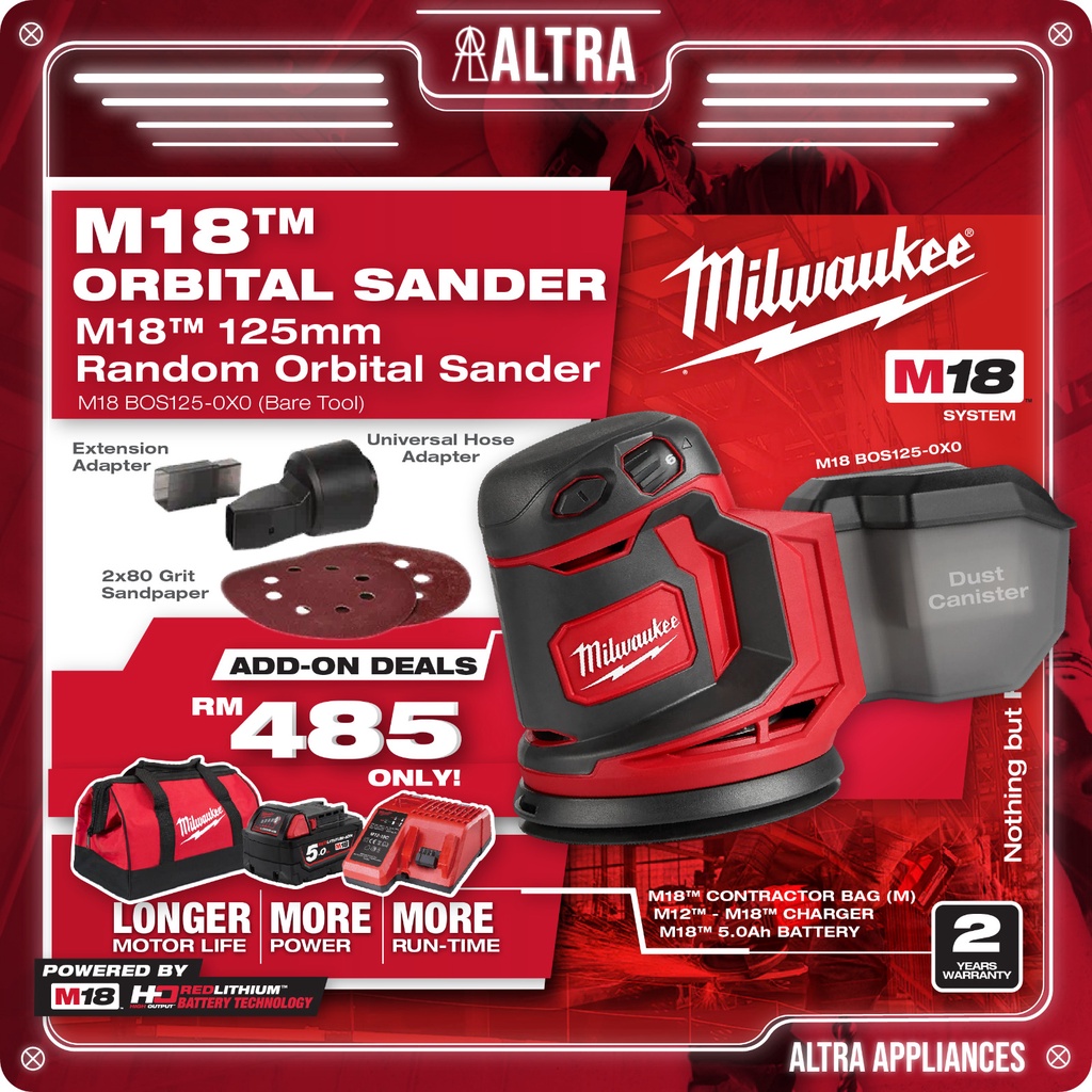 Milwaukee M18 BOS125 125mm Random Orbit Sander / Orbital Sander