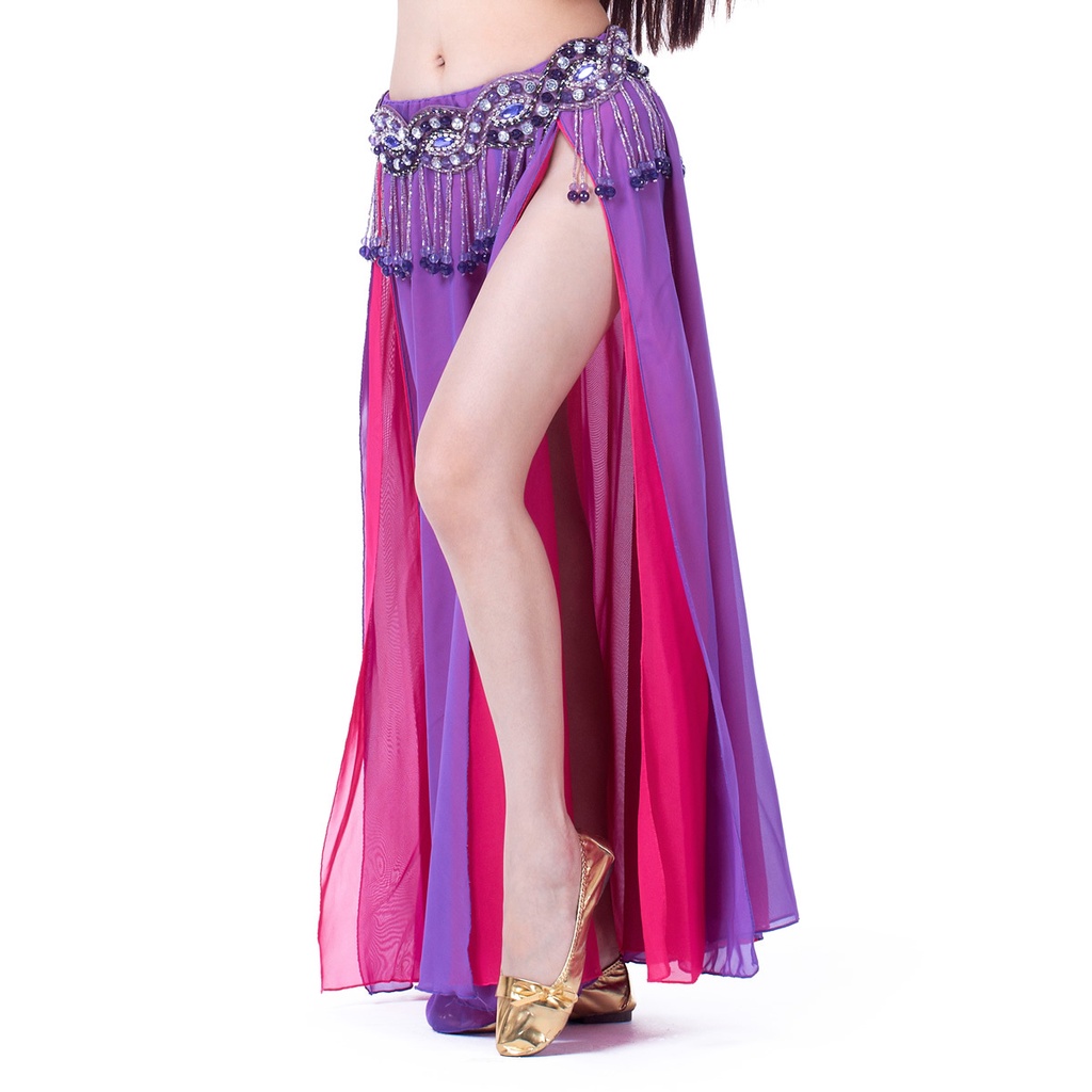 Double Slit Chiffon Skirt Belly Dance Sexy Skirt Dance Skirt Belly ...