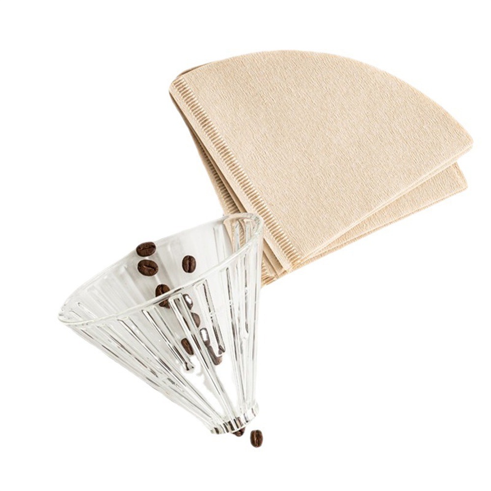 100 PCS V-shaped Wood Pulp Drip Paper V60-01 Cone White Coffee Filter ...