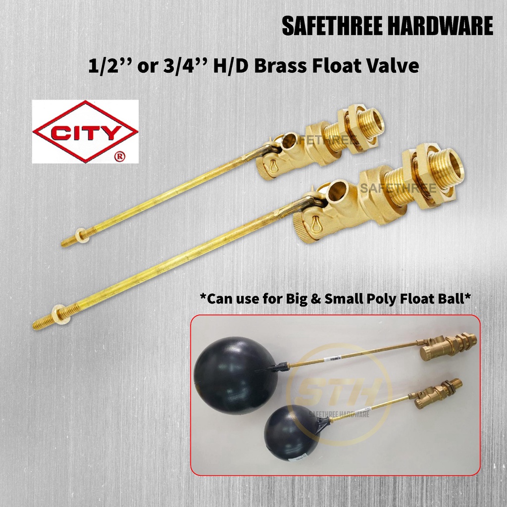 CITY 1/2'' & 3/4'' Heavy Duty Brass Float Valve For Toilet Cistern