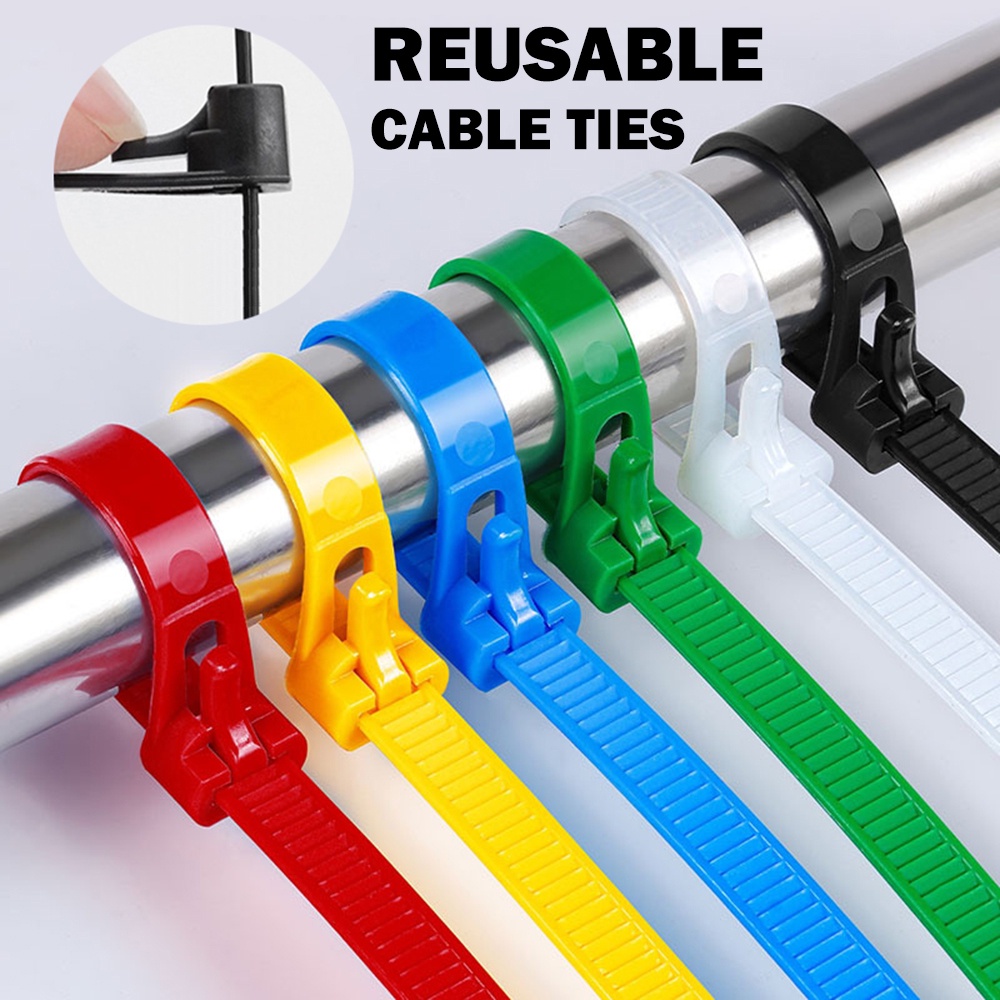 5*150mm Reusable Cable Zip Ties Plastic Releasable Nylon Fixed Binding
