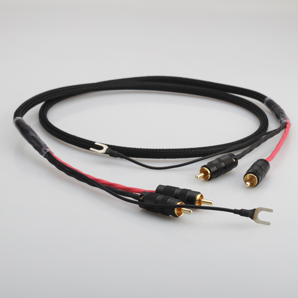 2 RCA to 2 RCA ground U spade plug Audio Phono Tonearm Cable with ...