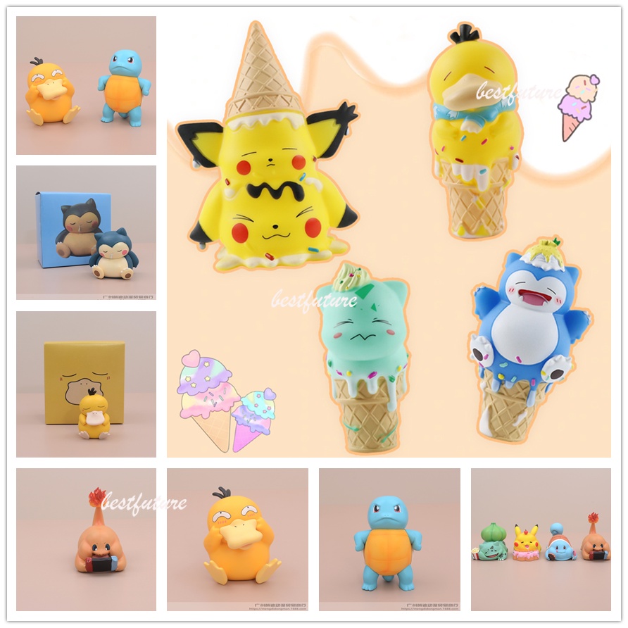 Anime Pokemon Pikachu Psyduck Snorlax Bulbasaur Pvc Figure Cartoon Cute ...