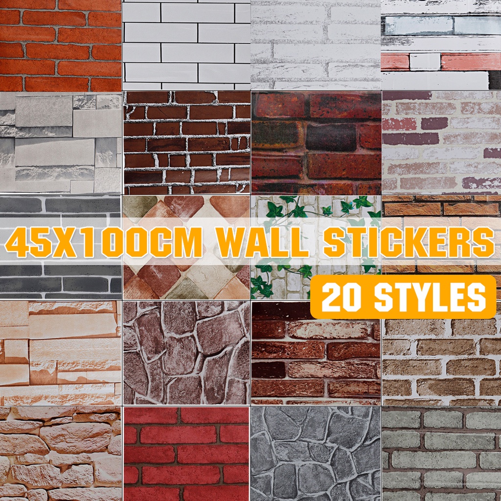 3D Retro Wall Sticker Self-adhesive Simulation Brick Rock Wallpaper ...
