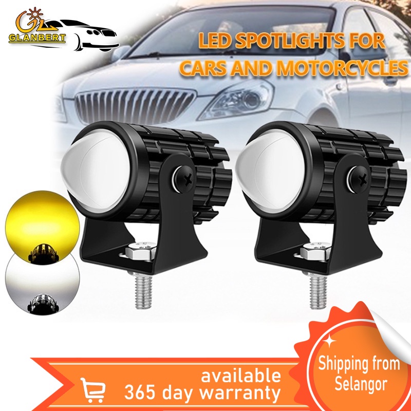 2PCS Lens spotlight（with Switch）motorcycle Lights LED Spotlights Hi/Lo ...