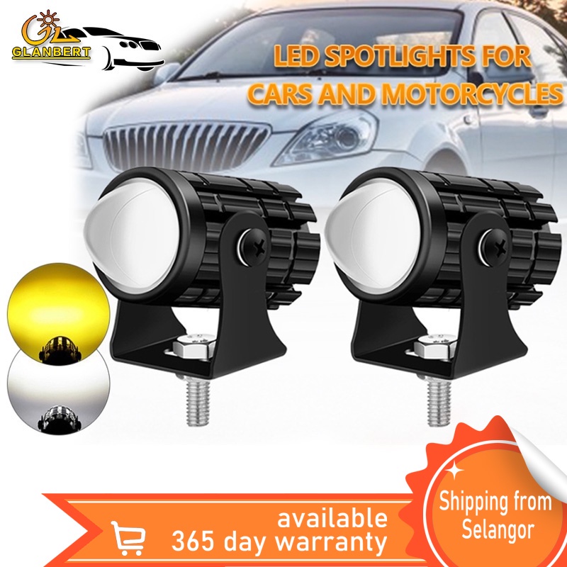 2PCS Lens spotlight（with Switch）motorcycle Lights LED Spotlights Hi/Lo