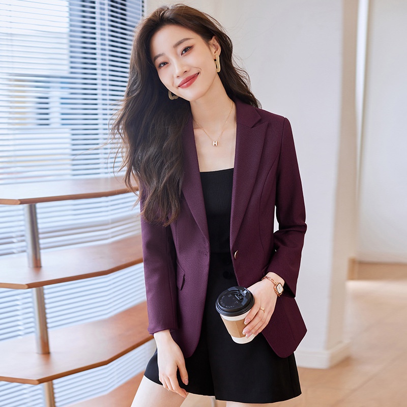 Korean Version Women's Suit Dark Purple Suit Jacket Women's New Style