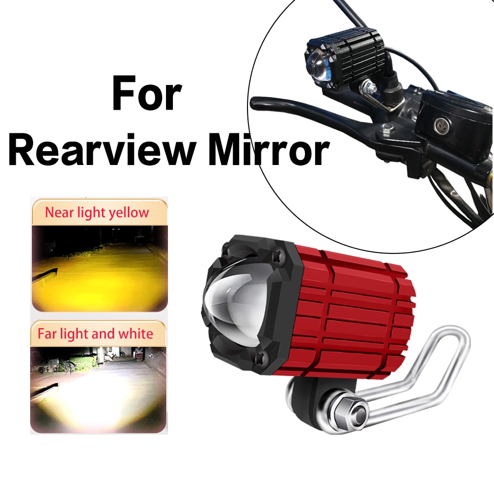 For Motorcycle LED Headlight Spot Light Rearview Mirror Spotlight Mini ...