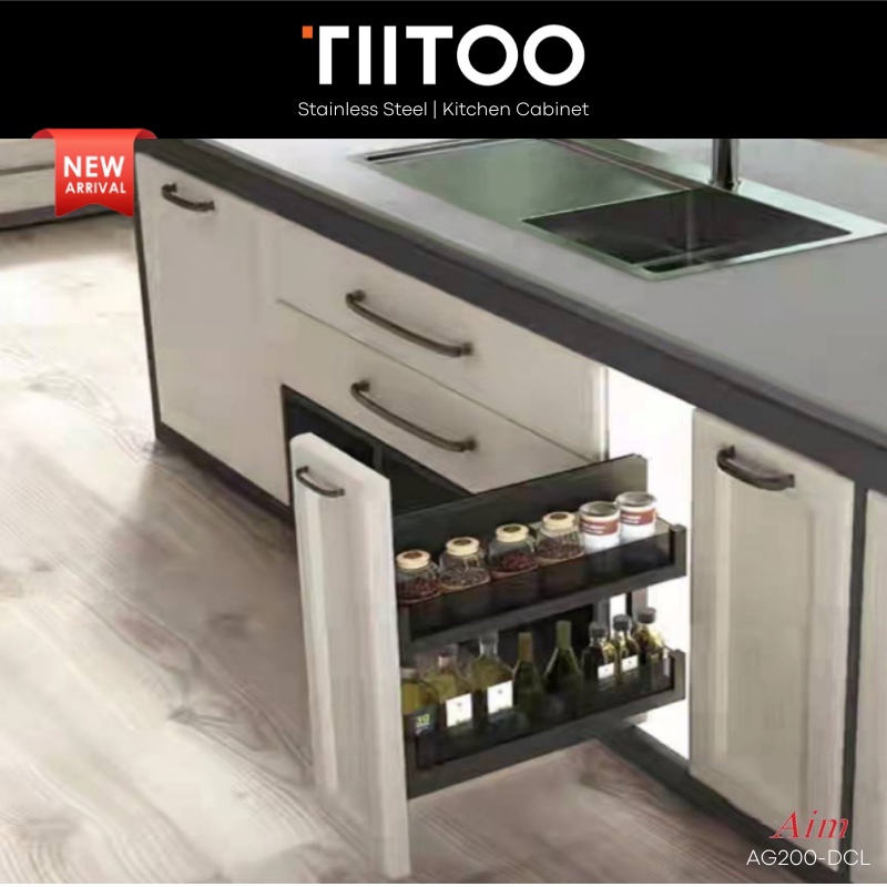 [TIITOO] Aluminium Pull Out Sauce Rack / Pull Out Basket / Kitchen ...