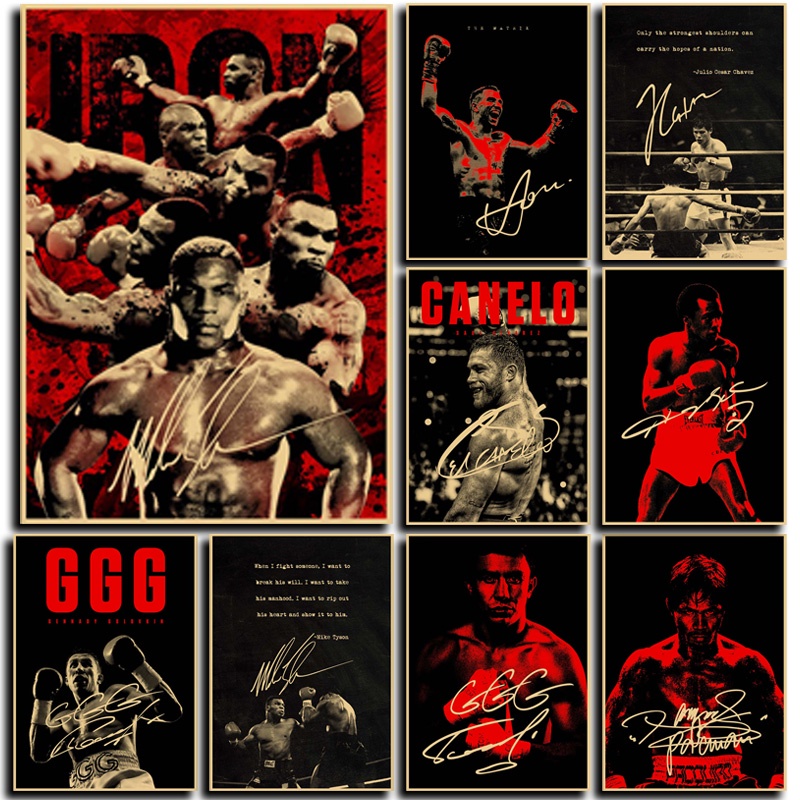 Cool Style Boxing Star Retro Kraft Paper Posters | Shopee Malaysia