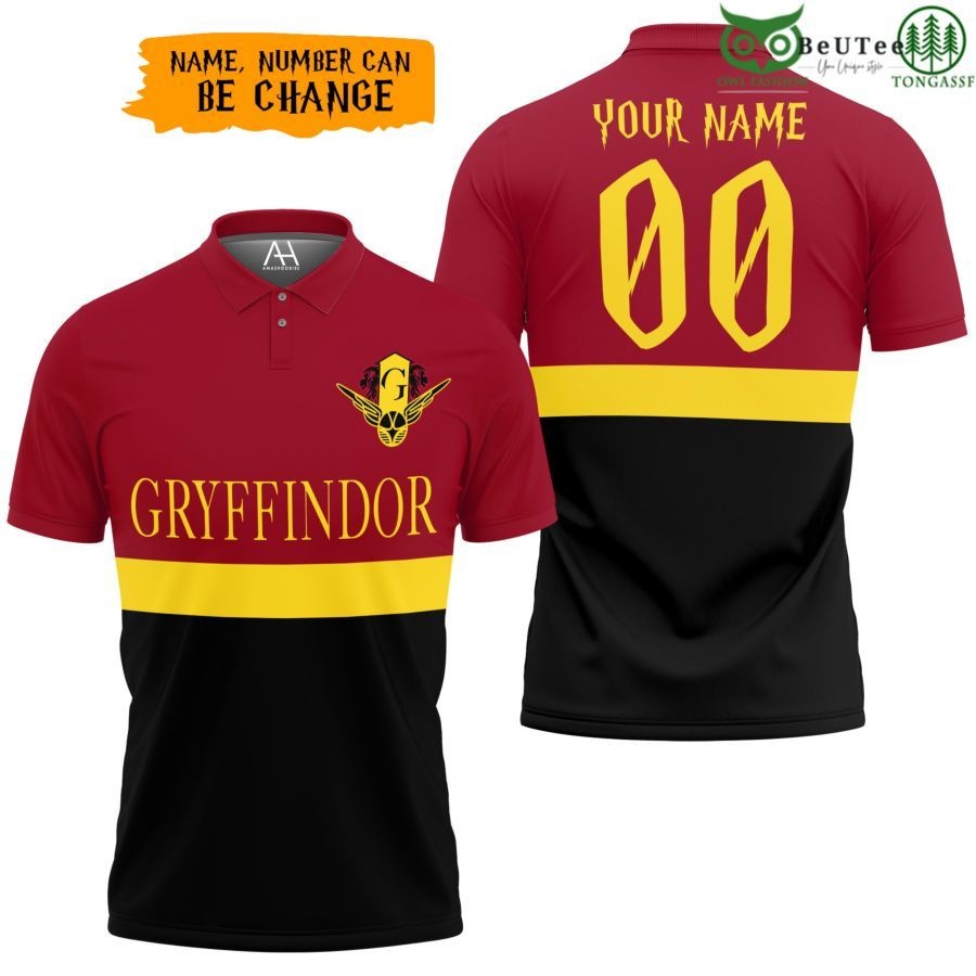 New 2023 Harry Potter Gryffindor Quidditch Custom Name Polo Shirt