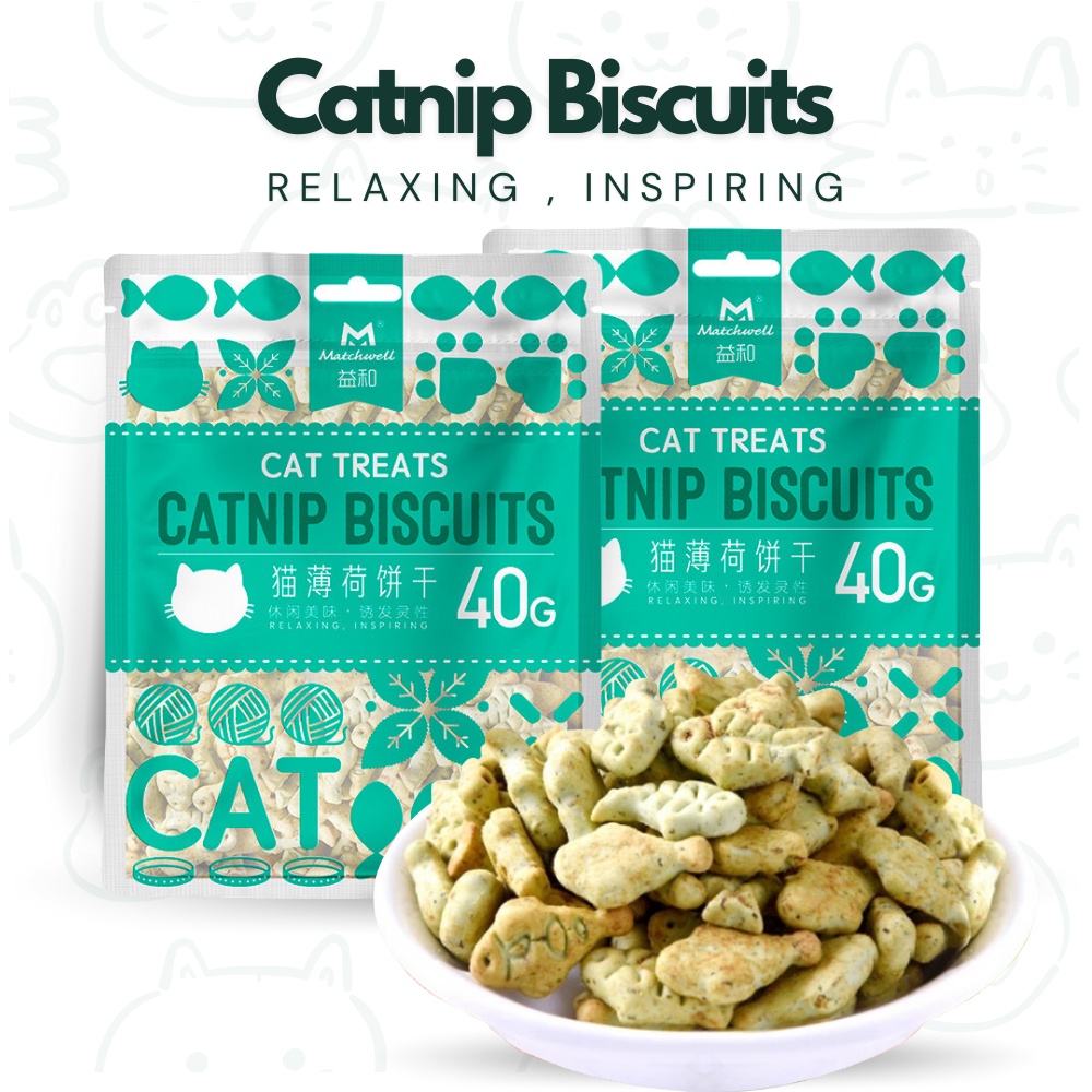 40g Cat Catnip Biscuits Snacks Biskut Kucing Vitamin Removing Hairballs