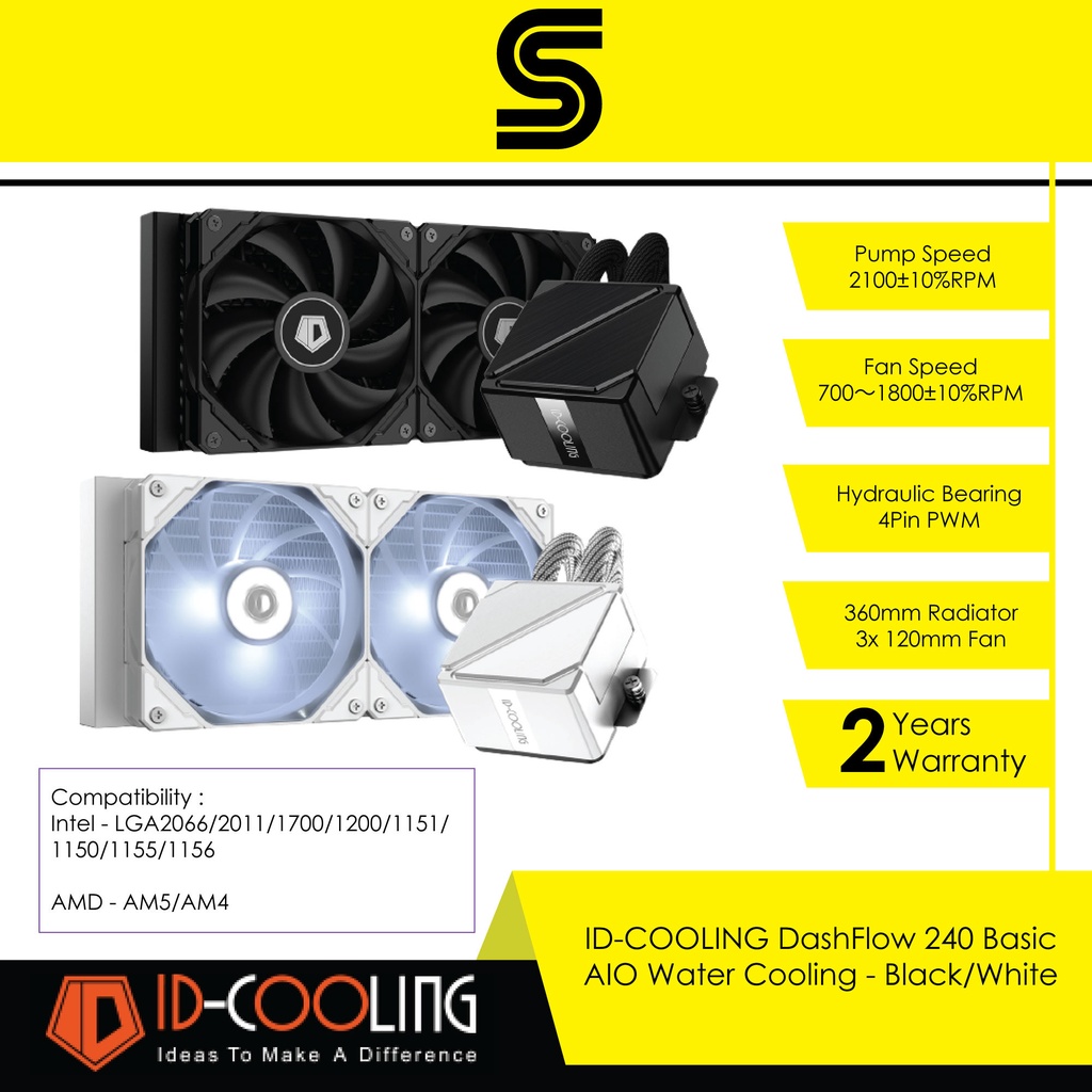 IDCOOLING DashFlow 240 Basic AIO Water Cooling Black/White Shopee