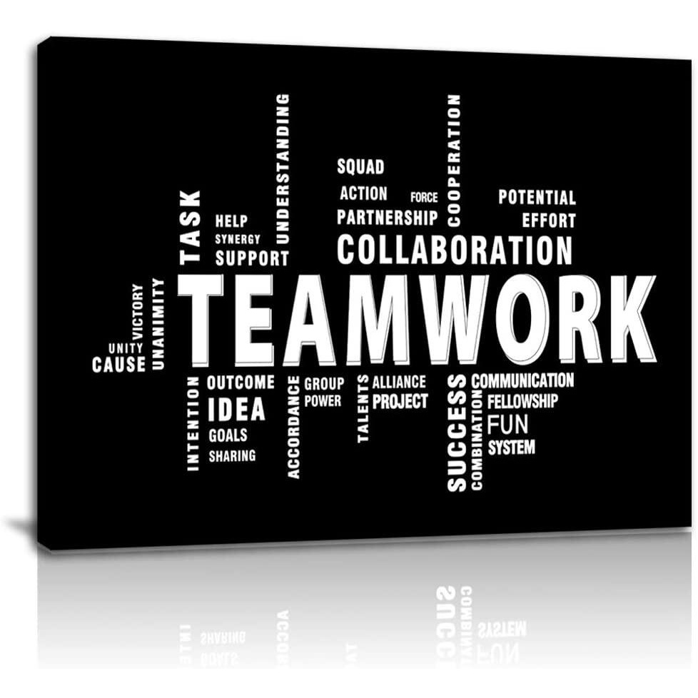 Teamwork Canvas Wall Art Large Framed Motivational Quotes Artwork ...