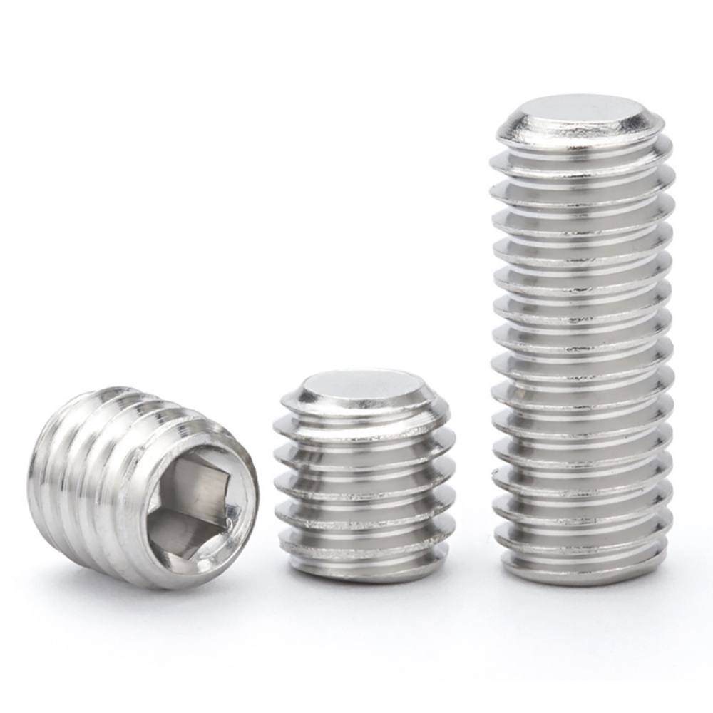 10pcs M12-1.0 304 Stainless Steel Flat End Set Screws - Hex Socket Pipe Plugs
