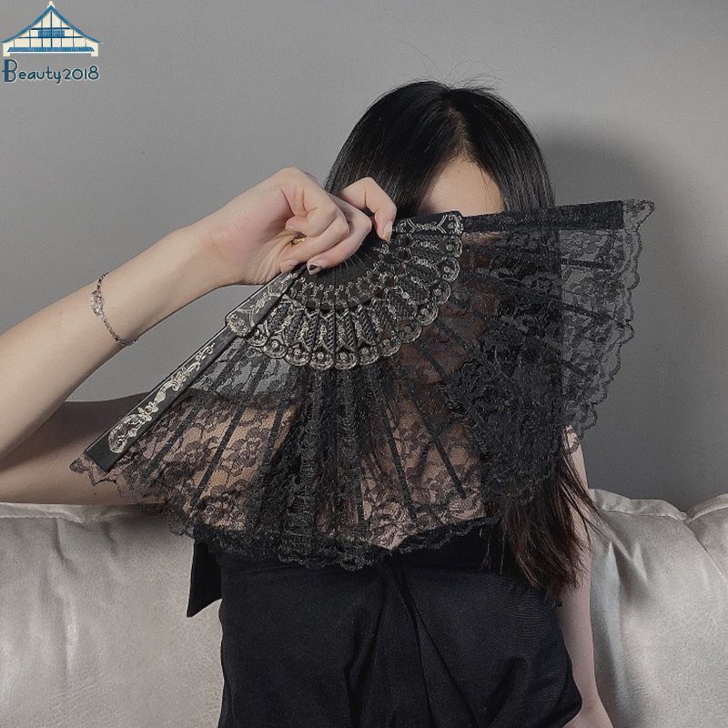 White Lace Folding Fan Wedding Cosplay Party Home Decorative Fan ...