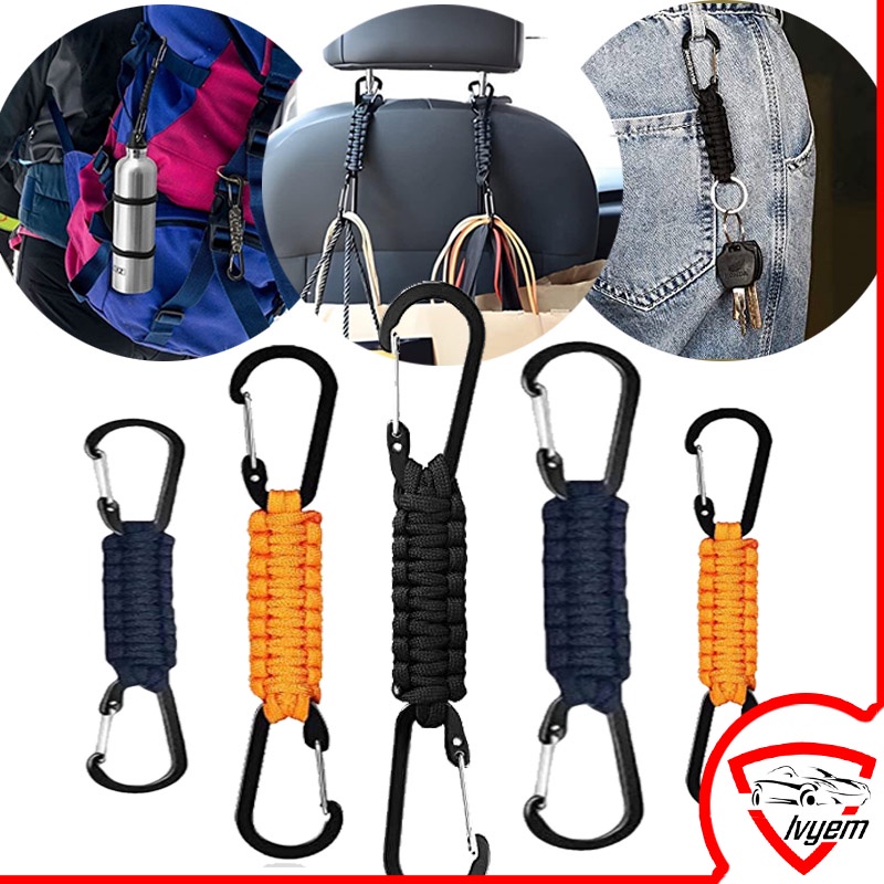 Car Headrest Lanyard Hanger Hook Back Seat Hooks Paracord Keychain ...