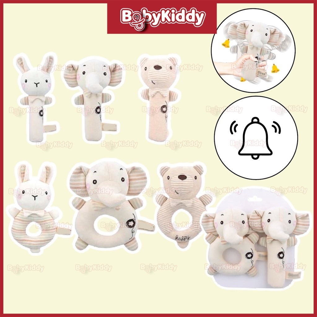 GBEE 2pcs/set Baby Soft Squeeze Rattle Ring Bell Toys Plush Animal ...