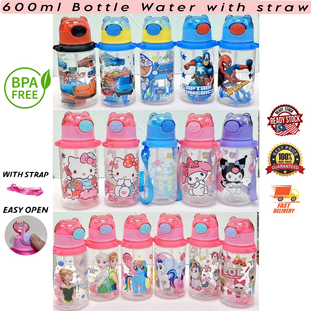 600ML Water Bottle Kids Cartoon BPA Free Children Drinking Bottle with ...