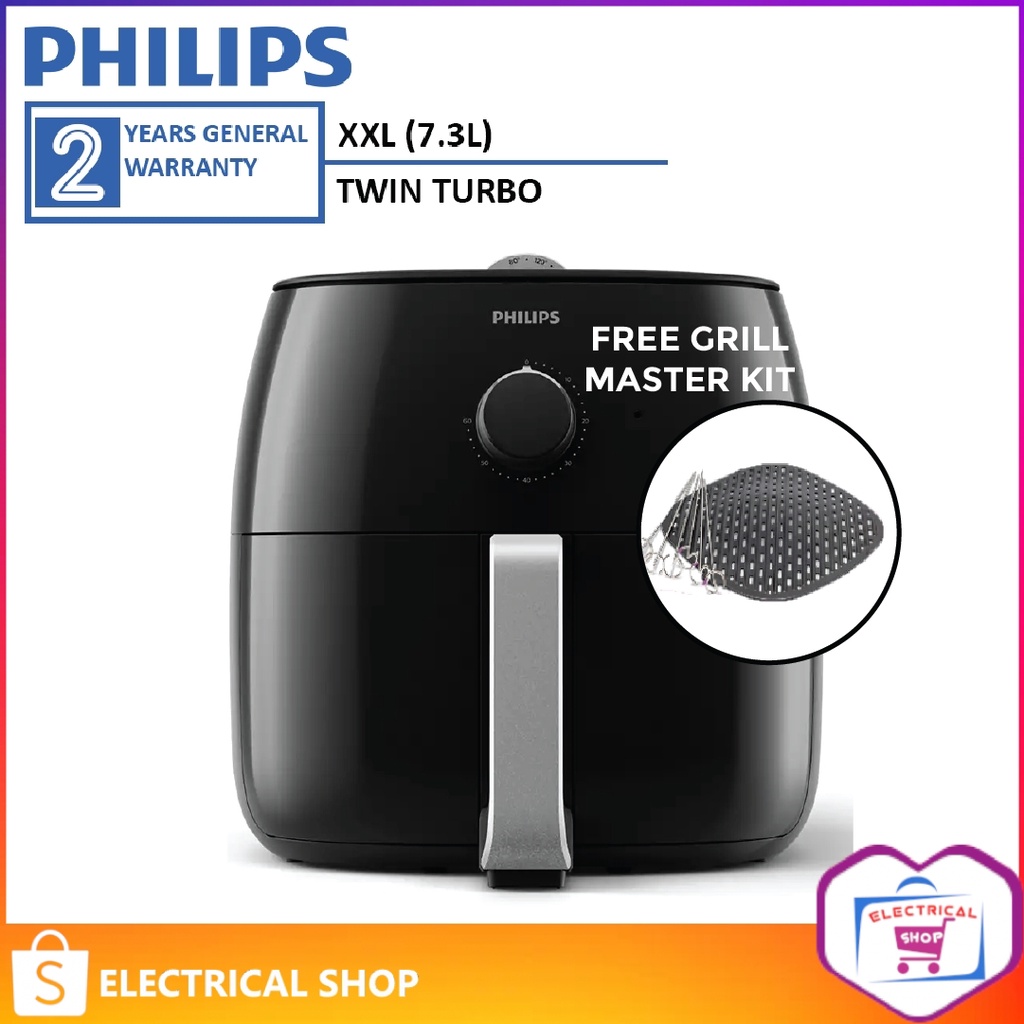 Philips XXL Air Fryer Twin Turbo (7.3L ) HD9630 [Free Grill Master