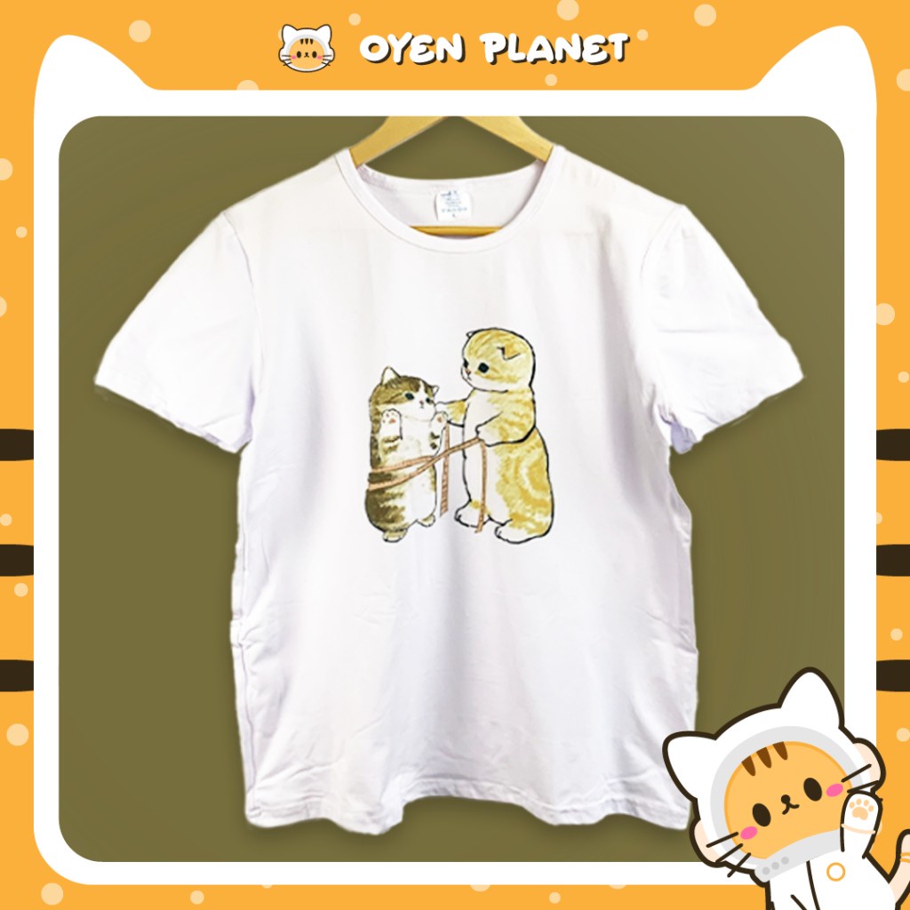 OYEN PLANET Big Small Cat Korean Style Short Sleeve White TShirt Baju  Lengan Pendek Cute Women Tee Kucing TOP03 | Shopee Malaysia