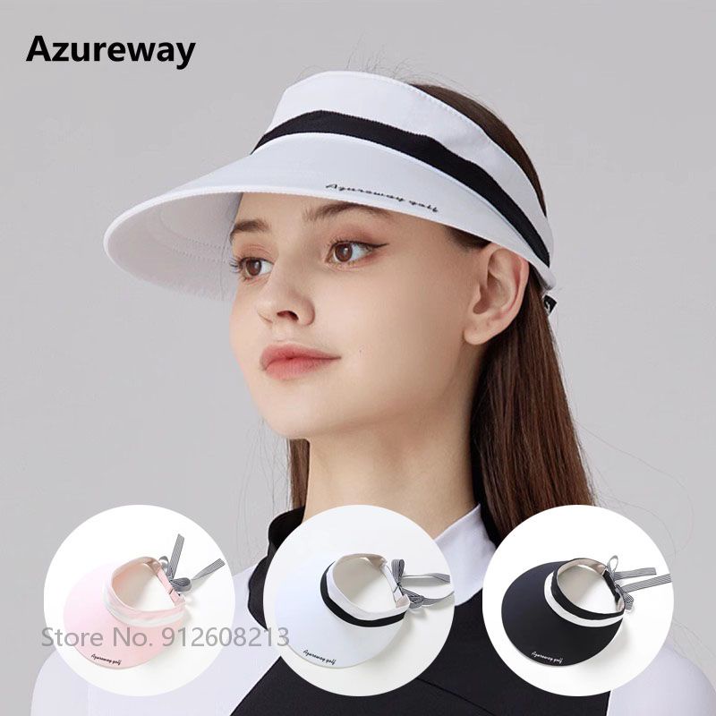 Azureway Summer Anti-UV Empty Top Hats Female Bowknot Golf Caps Lady ...